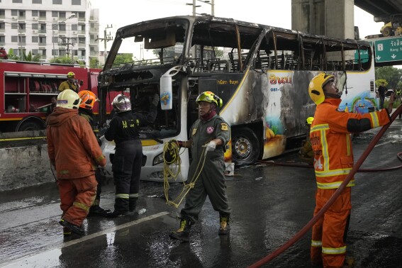 School bus catches fire outside Bangkok and 25 on board are feared dead, government officials say